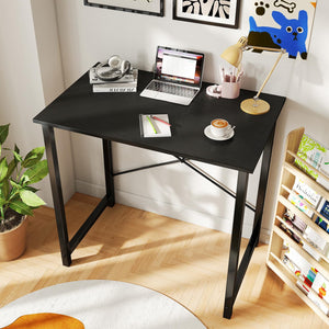 31 Inch Small Computer Desk for Home Office, Gaming Writing Desks for Bedroom Modern Study Work Table Simple Style Workstation with Reinforcement Structure, Black