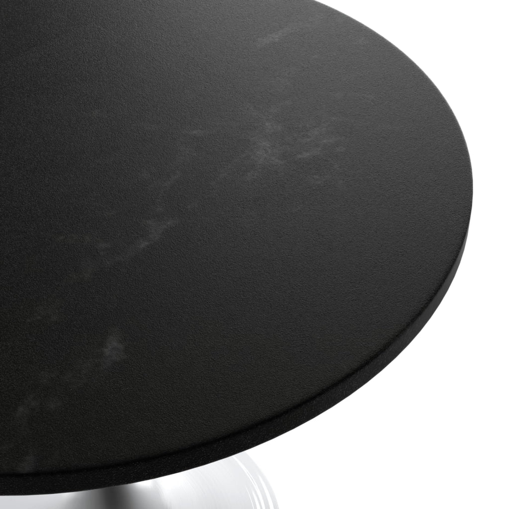 Mid-Century Modern 36 Inch Round Dining Table, MDF Wood Tabletop with White Steel Pedestal Base, Contemporary Kitchen & Dining Room Table, for Small Spaces (Black)