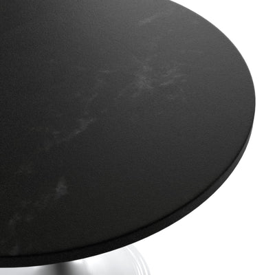 Mid-Century Modern 36 Inch Round Dining Table, MDF Wood Tabletop with White Steel Pedestal Base, Contemporary Kitchen & Dining Room Table, for Small Spaces (Black)
