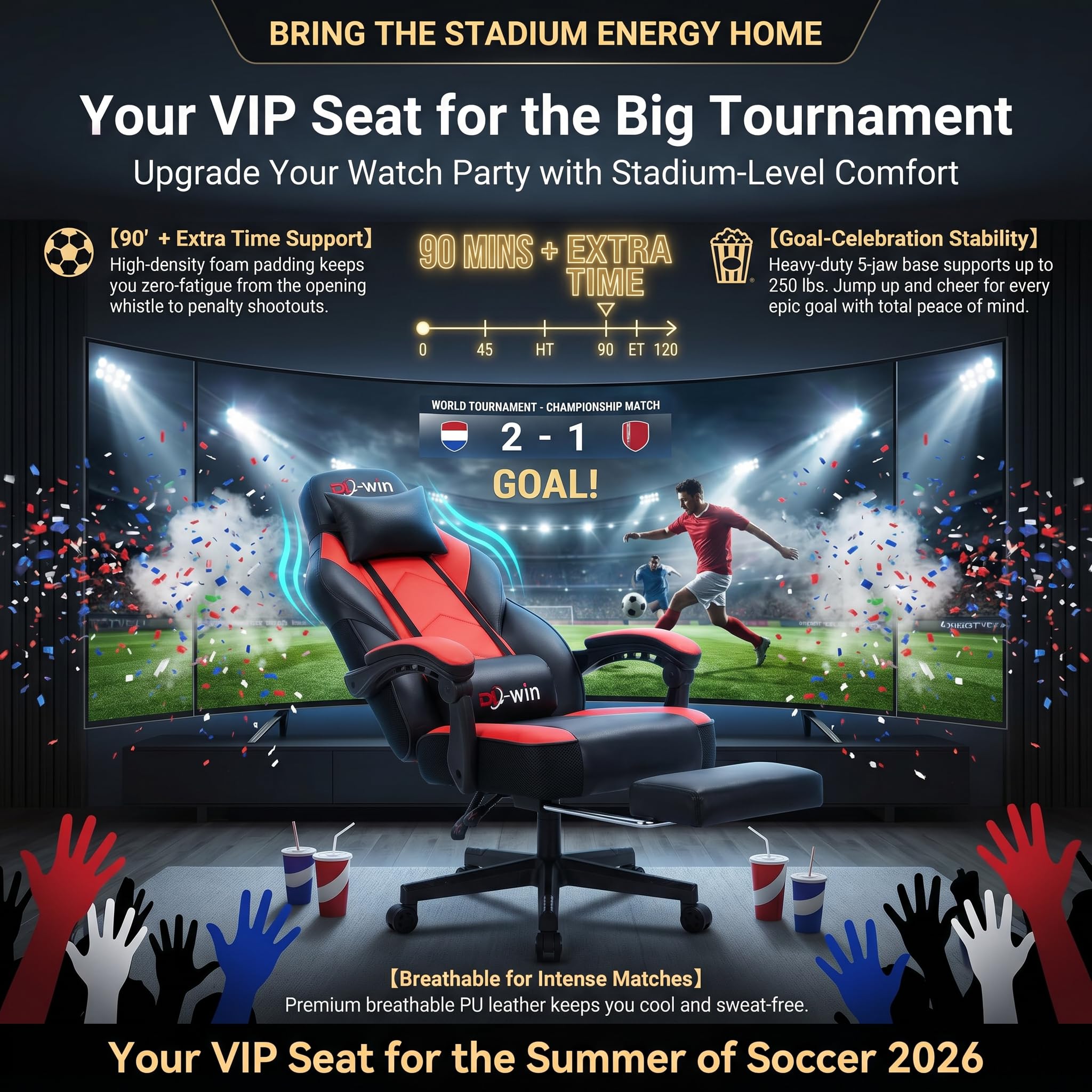 Gaming Chairs for Adults, Computer Chair with Footrest, High Back, Big and Tall Gamer Chair‘s with Massage Lumbar Support, 360° Swivel Height Adjustable Computer Chaires, Dark Red