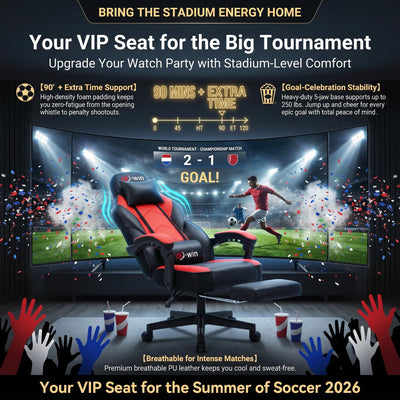 Gaming Chairs for Adults, Computer Chair with Footrest, High Back, Big and Tall Gamer Chair‘s with Massage Lumbar Support, 360° Swivel Height Adjustable Computer Chaires, Dark Red