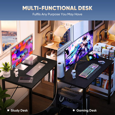 31 Inch Small Computer Desk for Home Office, Gaming Writing Desks for Bedroom Modern Study Work Table Simple Style Workstation with Reinforcement Structure, Black