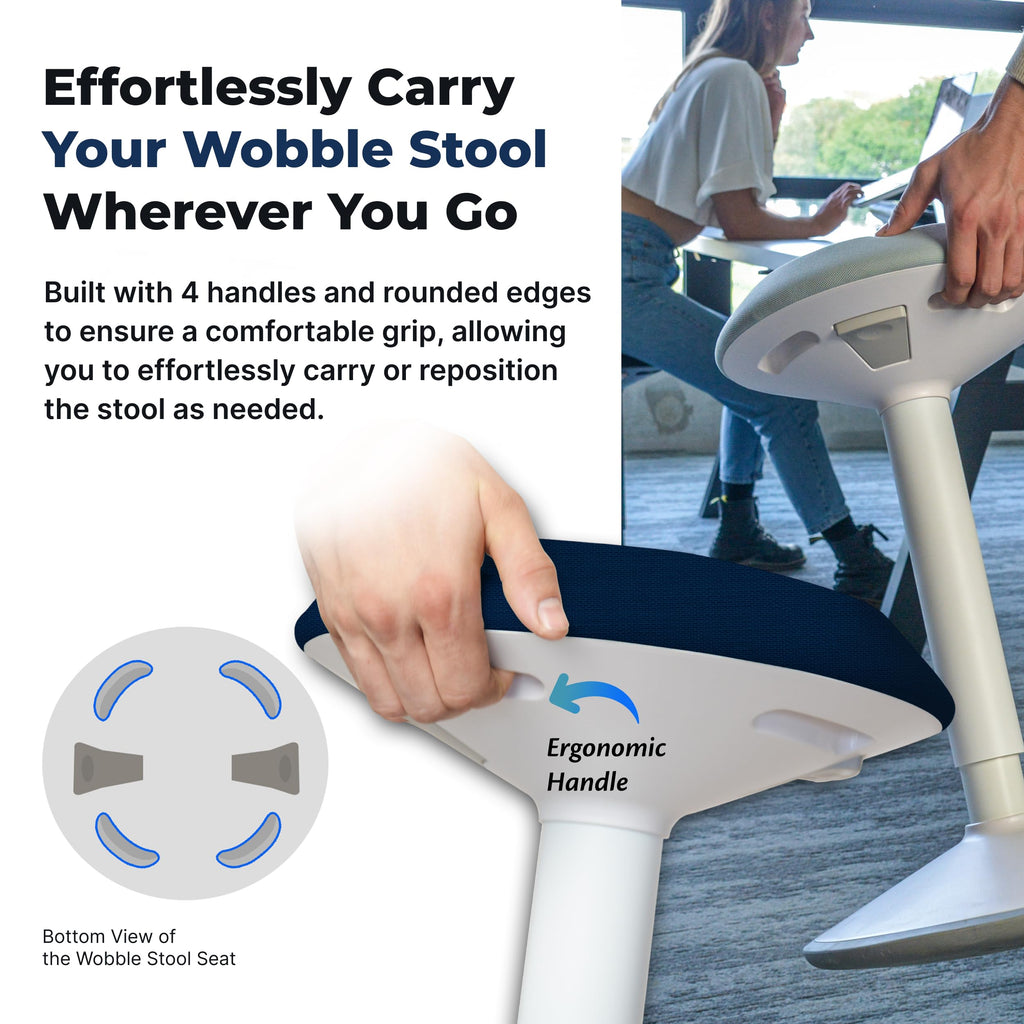 Standing Desk Stool Chair, Height Adjustable Stool 21-31 inch for Office and Classroom, Swivel seat, Anti-Slip Bottom Ergonomic Wobble Stool with Rocking Motion, Blue