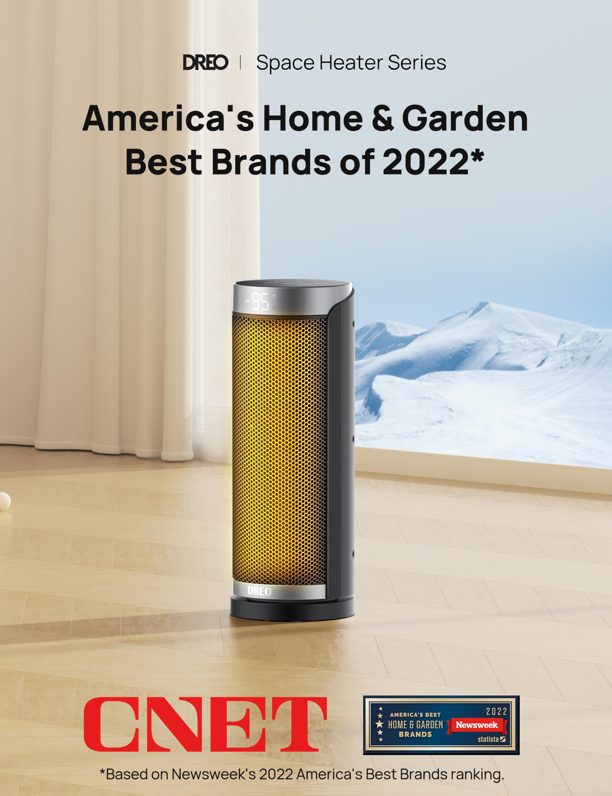 Space Heater, 1500W PTC Ceramic Heaters for Indoor Use with Remote, 70° Oscillation, 1-12H Timer, Electric Heaters with Thermostat, Fast and Safe Portable Heater for Office, Bedroom, Large Room