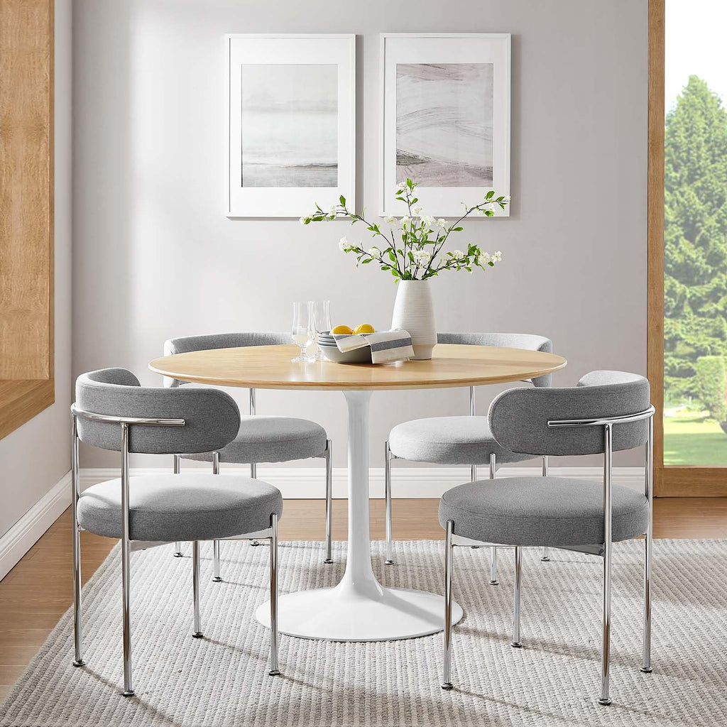 Dining Table, 48", White Natural
