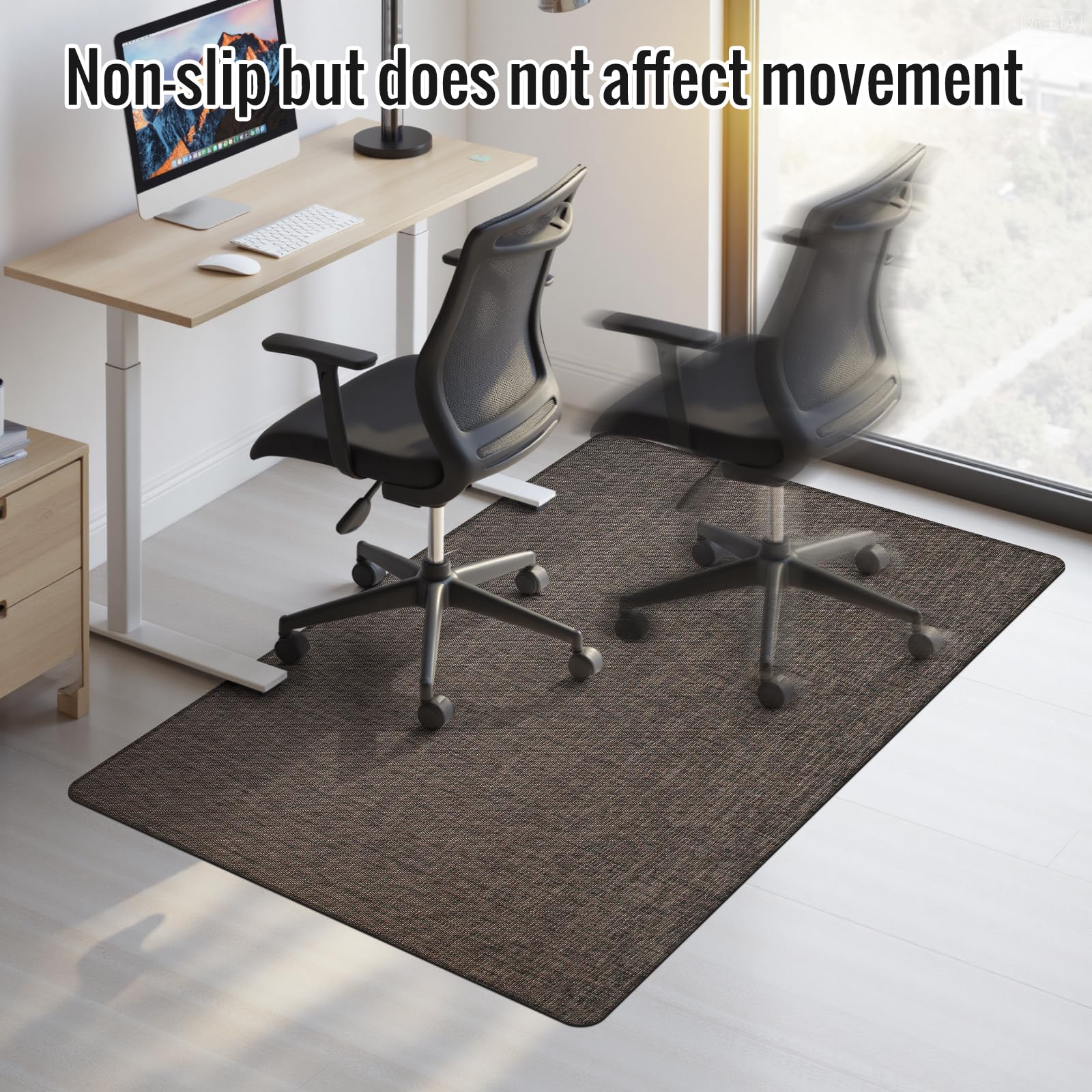 Office Chair Mat,36"x55" Anti-Slip Waterproof Hardwood Floor Chair Mat,Heavy Duty Floor Protector Rolling Chairs for Home Office(Coffee)