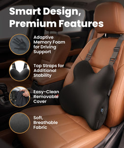 Lumbar Support Pillow for Office Chair - Memory Foam Back Cushion for Car Seat - Promotes Better Posture, Back Pain Relief - Ideal Gaming and Desk Chairs Work and Home Essentials