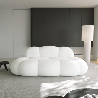 Cloud Shaped Couches for Living Room, Modern Comfy Upholstered Sofa, Cloud Shaped Leisure Sofa, Upholstered Couch for Bedroom, Apartment, Small Space (White, No Assembly Required)