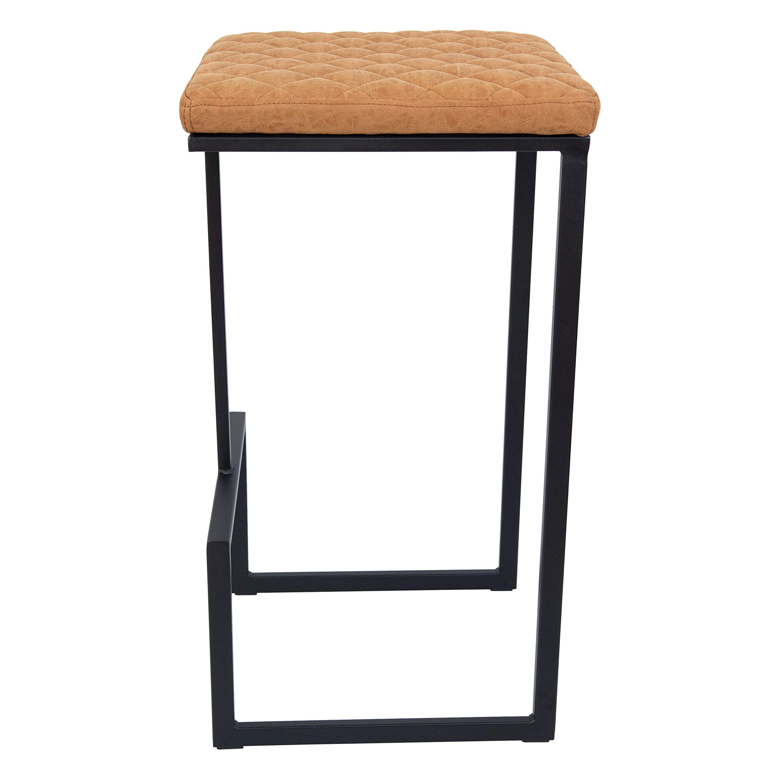 Counter Height Bar Stools, Modern Industrial Backless Counter Stools for Kitchen Island, Dining Counter & Home Bar, Faux Leather Upholstered Seats with Metal Frame, Set of 2, Brown