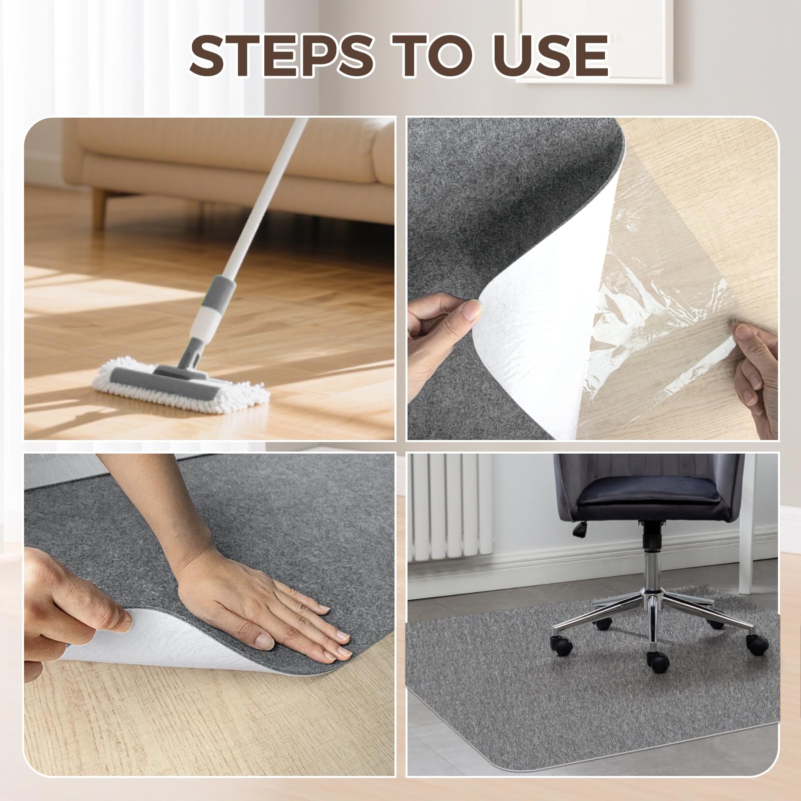 Office Chair Mat,Hard Floor Chair Mat Suitable for Hardwood and Tile Floors,Large Non-Slip Floor Protection Mat,Does Not Pill,Grey(36"x55")