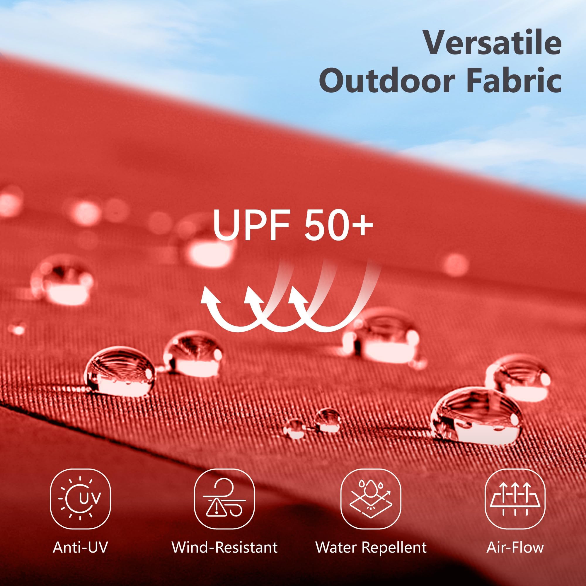 15ft Patio Umbrella with Solar Lights, Outdoor Large Rectangular Umbrellas with Base, Crank Handle and 36 LED Lights for Yard Deck Pool, Burgundy Red