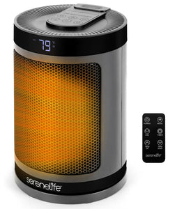 Portable Space Heater – 1500W PTC Ceramic Electric Heater with Thermostat, Remote, 12-Hour Timer, 3 Heating Modes, Oscillation, Safe & Quiet for Home, Office, Bedroom (Gray)
