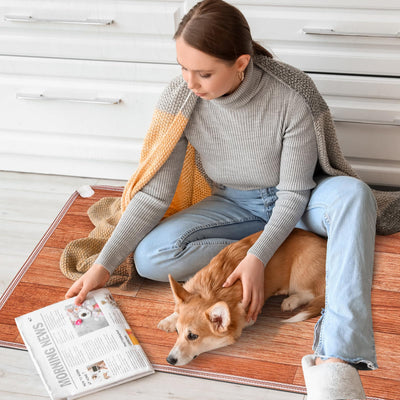 PVC 110V Heated Floor Mat Heater for Foot Warmer Under Desk 31.5 x 20 Inch Electric Heating Pad Energy Saving Carpet Pad Indoor Floor Heated Rug for Home Office Bathroom House Reddish-Brown