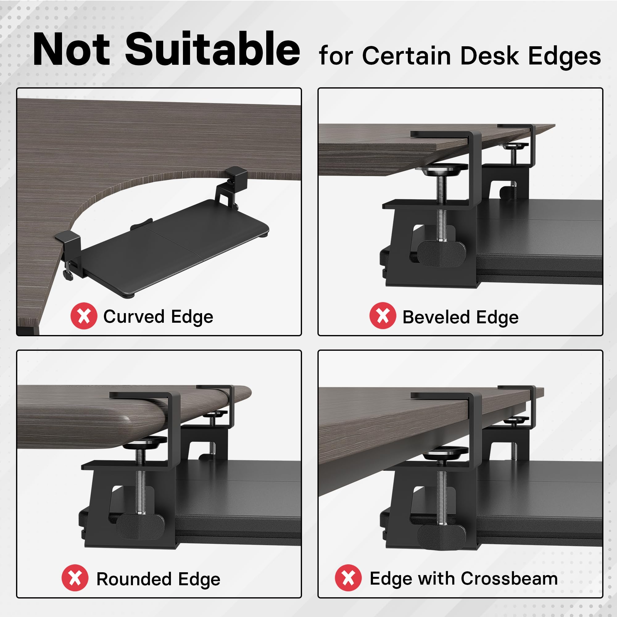 KMT01 Under Desk Keyboard Tray, Pull-Out Keyboard & Mouse Platform with C-Clamp, 25.6 x 11.8 in Space-Saving Ergonomic Slide-Out Drawer, Black