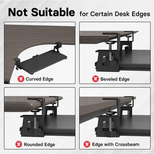 KMT01-PJ Under Desk Keyboard Tray, Pull-Out Keyboard & Mouse Platform with C-Clamp, 20 x 11.8 in Space-Saving Ergonomic Slide-Out Drawer, Black