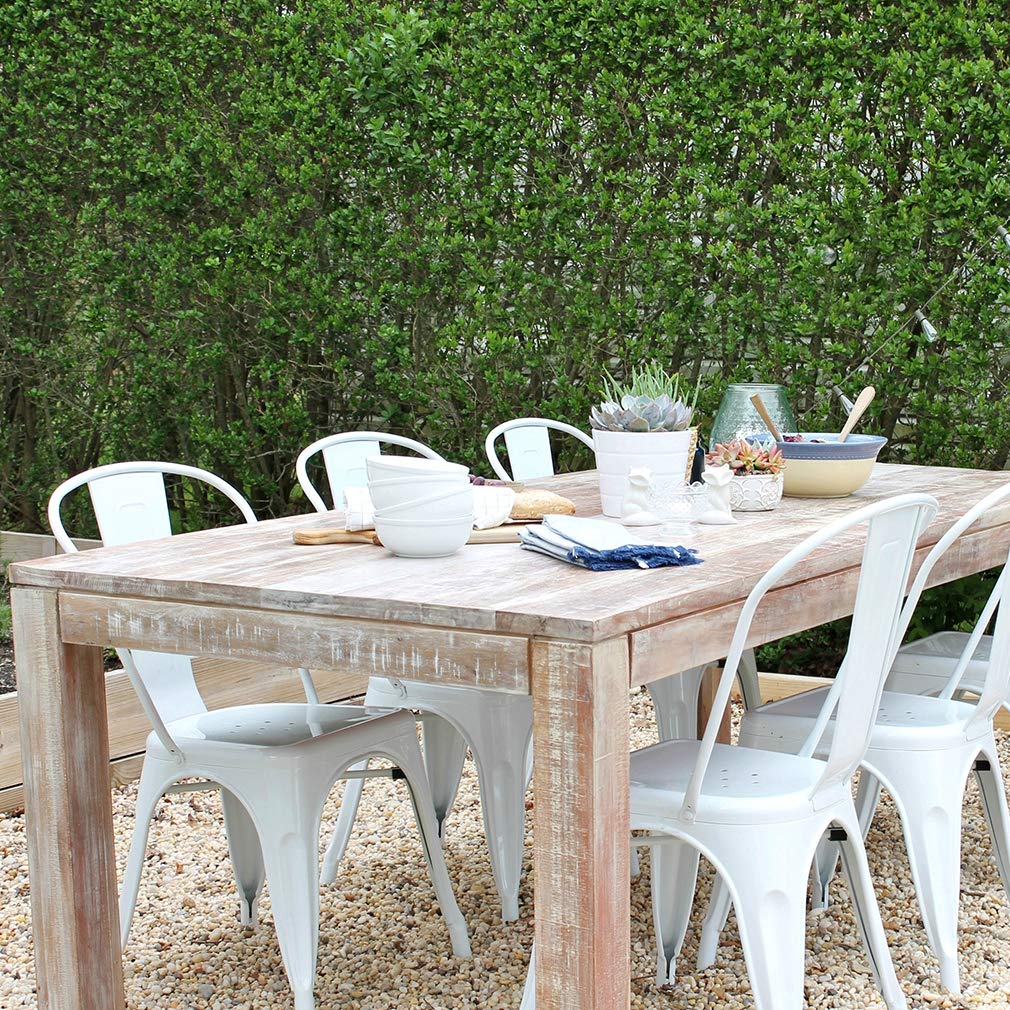 Set of 4 Metal Dining Chairs | Cream | Stackable Tolix Side Chairs with Backrest | Scratch-Resistant | Non-Slip Feet | Indoor/Outdoor Use | 330 lbs Capacity | Ideal for Kitchen & Restaurant