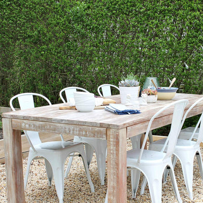 Set of 4 Metal Dining Chairs | Cream | Stackable Tolix Side Chairs with Backrest | Scratch-Resistant | Non-Slip Feet | Indoor/Outdoor Use | 330 lbs Capacity | Ideal for Kitchen & Restaurant