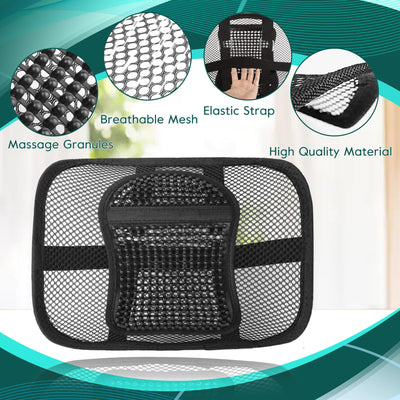 Mesh Back Lumbar Support, Back Support Seat Cushion with Breathable Mesh for Office Chairs Car 12” x 16”
