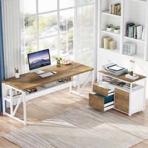 L Shaped Desk with Drawer,63