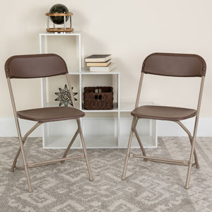 10 Pack, Hercules Series Plastic Folding Chair Brown -  650LB Weight Capacity Comfortable Event Chair-Lightweight Folding Chair