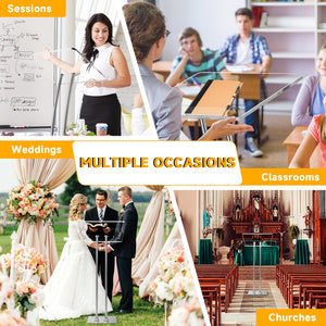 Acrylic Podium Lectern with Iron Stable Bottom, Pulpits for Churches with 10MM Thickened Acrylic Countertop, Multi Function Pulpit for Modern Classroom Music Concert Wedding Conference Event
