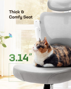 Ergonomic Office Chair: Office Computer Desk Chair with High Back Mesh and Adjustable Lumbar Support Rolling Work Swivel Task Chairs with Wheel 3D Armrests and Headrest