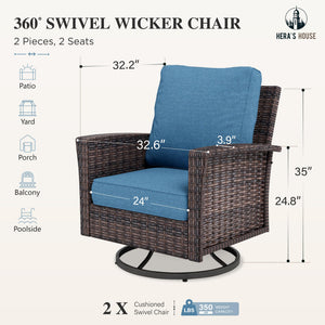 Outdoor Wicker Swivel Chairs with 5.5