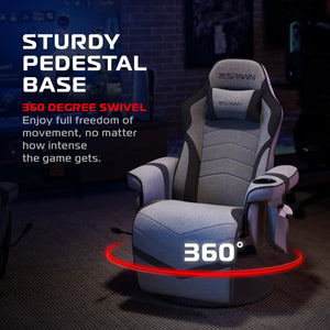 900 Console Gaming Recliner with Footrest and Lumbar Support - Comfortable Ergonomic Gaming Chair with Headrest, No Wheels, Reclining, Heavy Duty, Racing Style Video Game Chairs - Gray Fabric