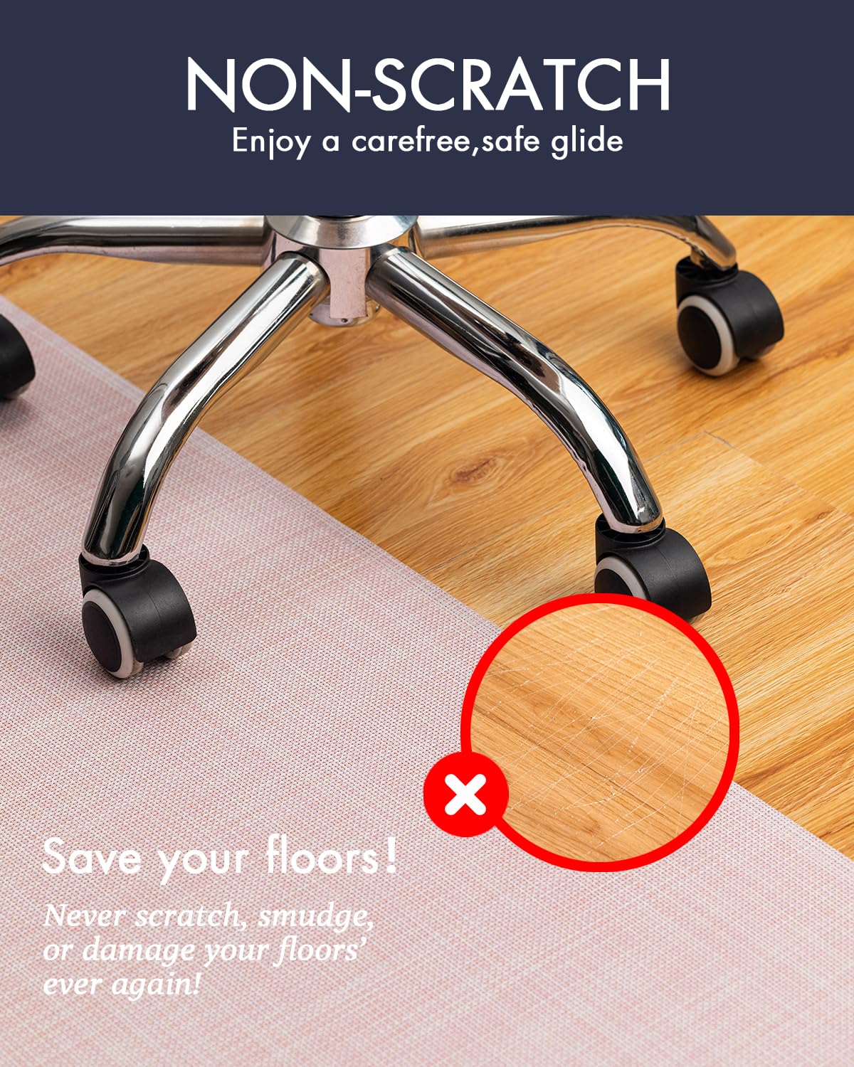 Office Chair Mat for Hardwood Floor Under Desk Computer Rolling Chair Mat for Wood/Tile Floor Non-Slip Heavy Duty Desk Rug PVC Plastic Hard Floor Protector 36
