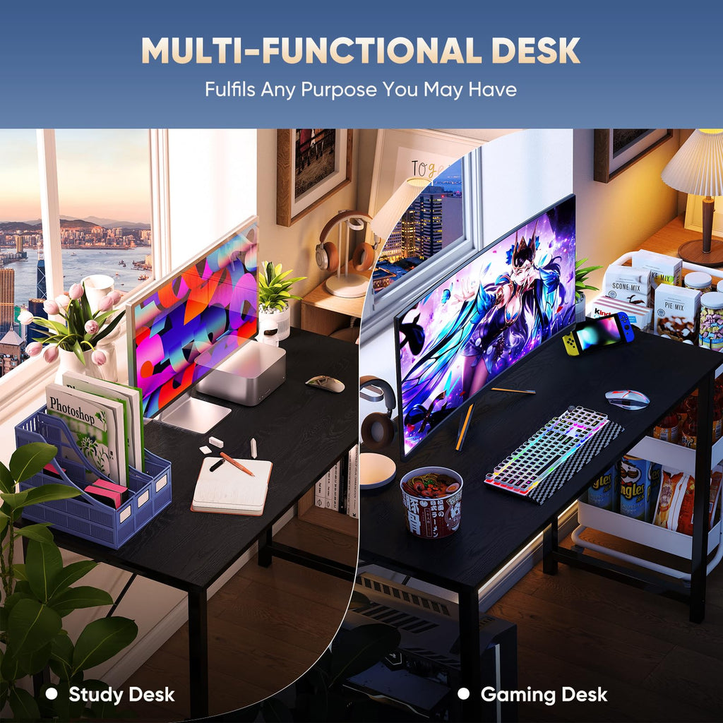 47 Inch Computer Desk for Home Office, Modern Writing Study Table Simple Modern Style for Bedroom Small Space, Large Work Desks with X-Shaped Reinforcement, Wood Brown
