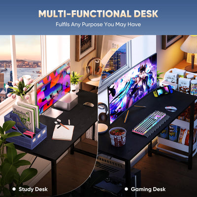 47 Inch Computer Desk for Home Office, Modern Writing Study Table Simple Modern Style for Bedroom Small Space, Large Work Desks with X-Shaped Reinforcement, Wood Brown