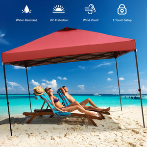 12x12 Pop Up Canopy Tent with 4 Sidewalls, Easy Set up with One Push Lift Gazebo with Wheel Bag and4 Sandbags,Carpas for Events, Parties,Camping, Red.