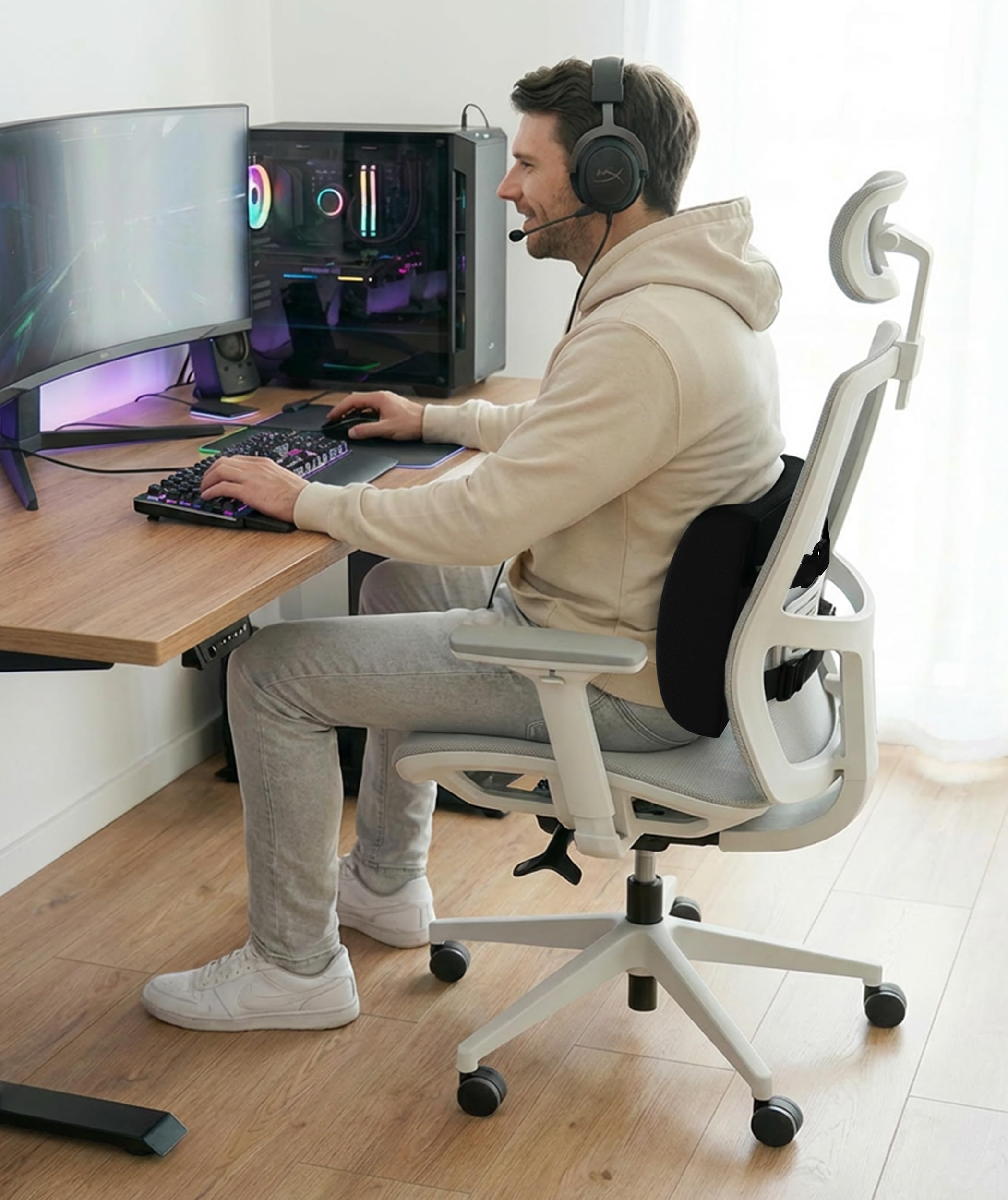 The Original Lumbar Support Pillow for Office Chair - Improves Posture, Promotes Back Pain Relief - Superior Back Support for Gaming and Desk Chairs - Lumbar Pillow for Car, Couch