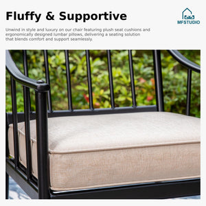 9 PCS Outdoor Patio Dining Set, 8 Metal Swivel Chairs with Removable Cushions and 1 Square Dining Table with 1.57