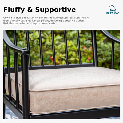 9 PCS Outdoor Patio Dining Set, 8 Metal Swivel Chairs with Removable Cushions and 1 Square Dining Table with 1.57