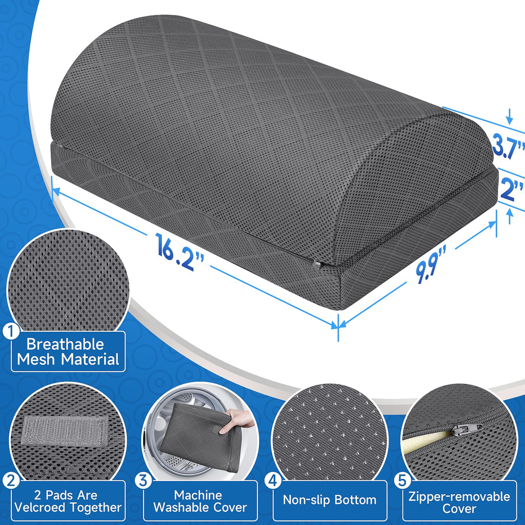 Foot Rest,Desk & Gaming Accessories,Foot Rest for Under Desk at Work,Comfortable Footrest with 2 Adjustable Heights & Removable Cover, Office Desk Accessories（Gray）