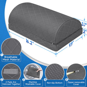 Foot Rest,Desk & Gaming Accessories,Foot Rest for Under Desk at Work,Comfortable Footrest with 2 Adjustable Heights & Removable Cover, Office Desk Accessories（Gray）