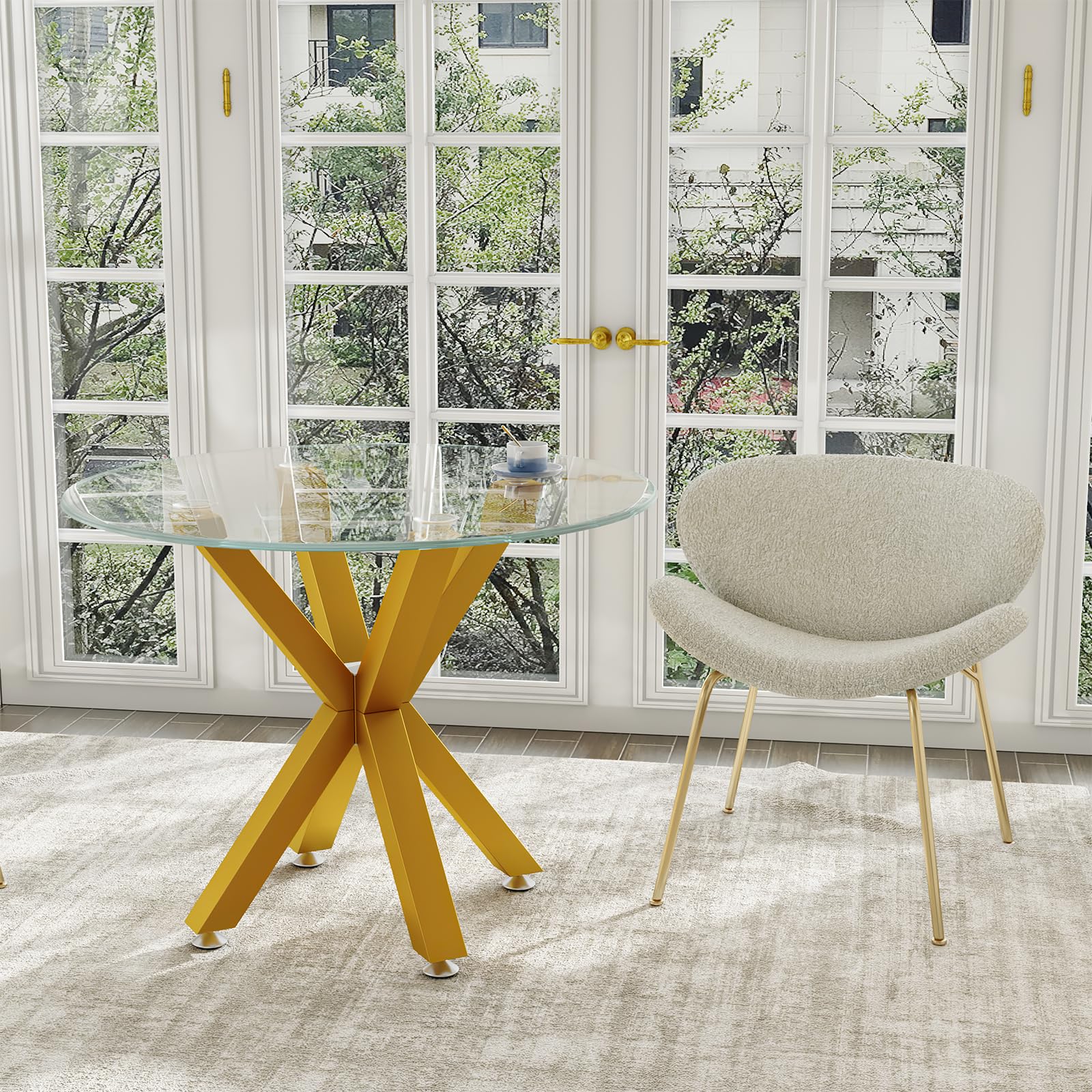 Table Base 28 Inch,Heavy Duty Metal Dining Table Pedestal Base for Glass, Marble, and Wood Tops, Furniture Legs for Home,Kitchen,Office (Gold)