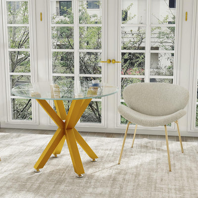 Table Base 28 Inch,Heavy Duty Metal Dining Table Pedestal Base for Glass, Marble, and Wood Tops, Furniture Legs for Home,Kitchen,Office (Gold)