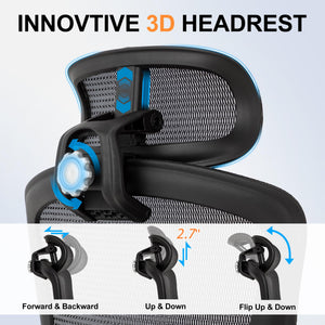 500lbs Big and Tall Office Chair, Large Heavy Duty Executive Computer Chair with 5D Flip Arms,Ergonomic Mesh High Back Desk Chair with Adjustable Lumbar Support 3D Headrest,Thick Spring Cushion