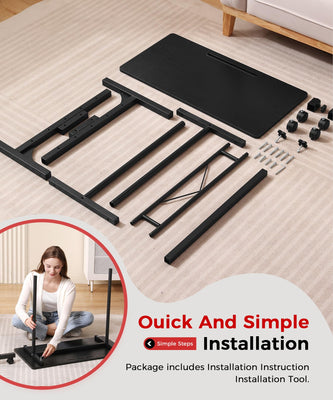 Standing Desk Adjustable Height, Mobile Stand Up Desks with Wheels Small Computer Desk Rolling Desk, Portable Laptop Desk Black Standing Table Sit Stand Home Office Desks 16