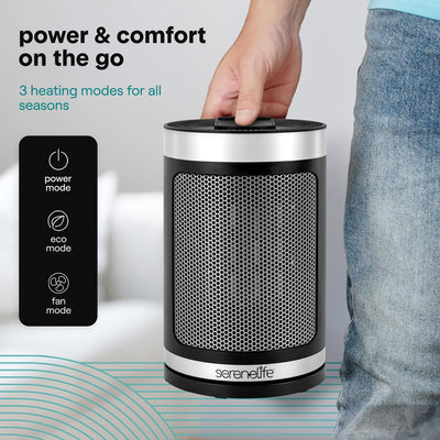 Portable Space Heater – 1500W PTC Ceramic Electric Heater with Thermostat, Remote, 12-Hour Timer, 3 Heating Modes, Oscillation, Safe & Quiet for Home, Office, Bedroom (Black)