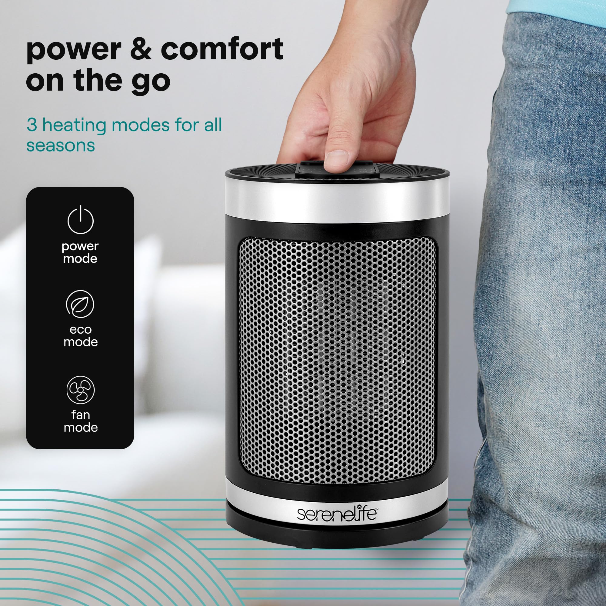 Smart Space Heater – 1500W Indoor Electric Heater with Thermostat, Remote Control, 12-Hour Timer, Wi-Fi Enabled PTC Ceramic Heating for Home and Office, Black (5.9