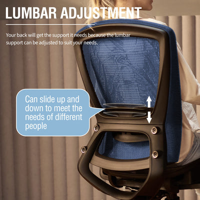 Office Chair,Ergonomic Computer Desk Chair,Sturdy Task Chair- Adjustable Lumbar Support & Armrests,Tilt Function,Comfort Wide Seat,Swivel Home Office Chair (Blue)