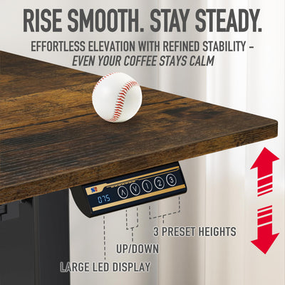 55 x 28 Inches Electric Height Adjustable Standing Desk with Drawer and Memory Preset, Rustic Brown