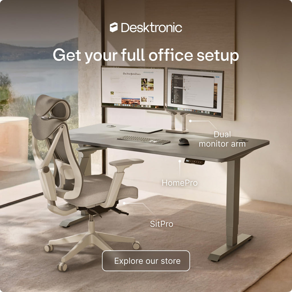 HomePro Standing Desk 54x28 — Made in Europe, Ergonomic Sit Stand Home Office Desk, Electric Height Adjustable, Dual Motor, USB & USB-C Charging, Wobble-Free, Touchscreen, 3 Memory Presets
