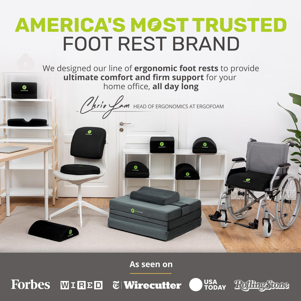Foot Rest for Under Desk at Work with Warm Feet Pocket - Chiropractor-Endorsed Foot Rest Warmer, High-Density Foam, Velvet