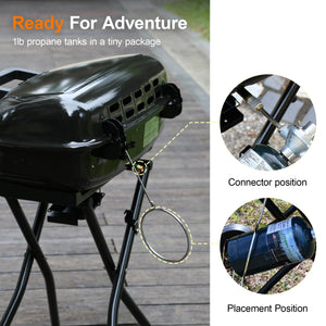 Portable Propane Gas Grill with Folding Cart and Push-Button Ignition, Standup Design for Camping, Tailgating, Backyard BBQ, Patio, Outdoor Cooking (Black)