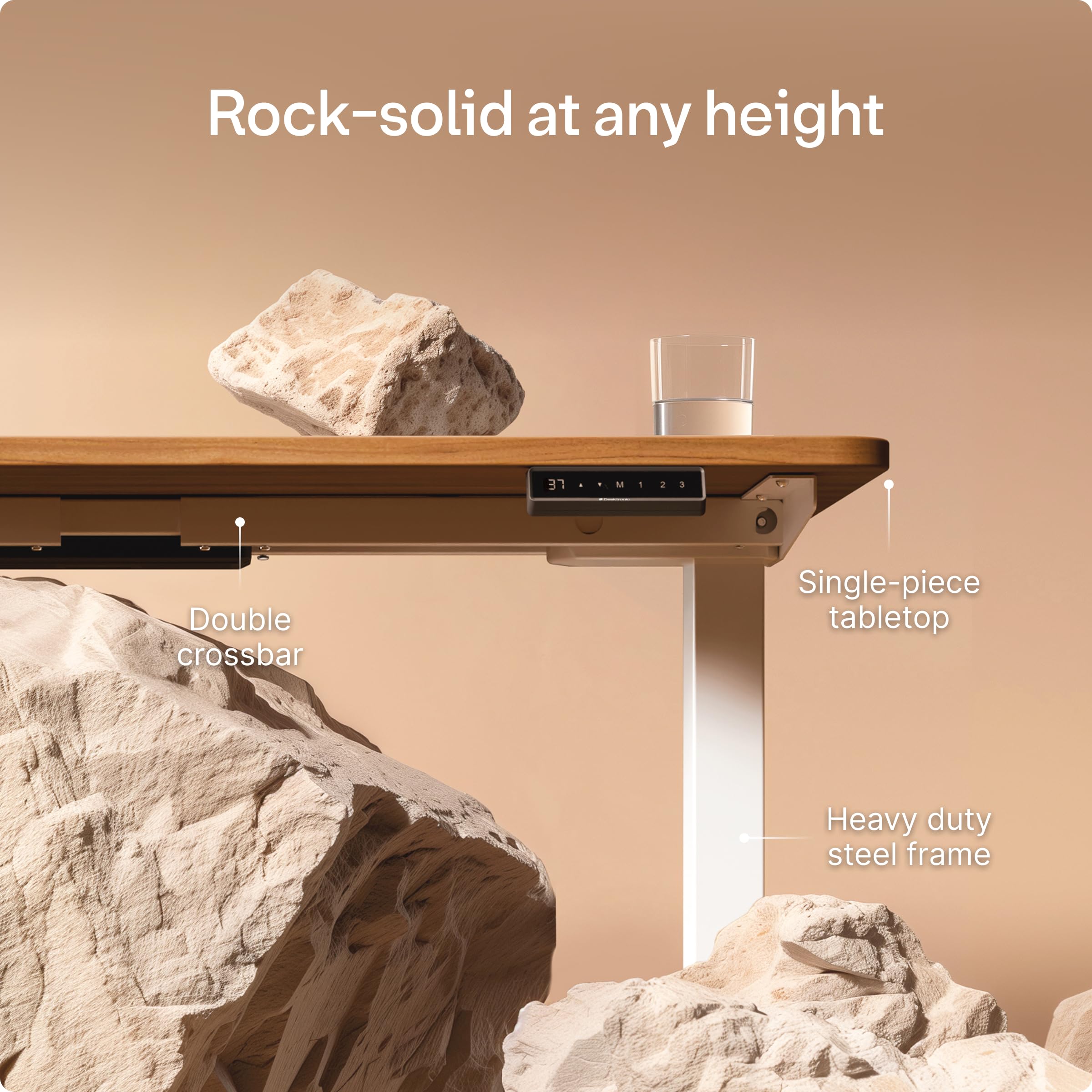 HomePro Standing Desk 70x30 — Made in Europe, Ergonomic Sit Stand Home Office Desk, Electric Height Adjustable, Dual Motor, USB & USB-C Charging, Wobble-Free, Touchscreen, 3 Memory Presets