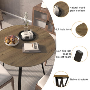 35.4 Inch Round Tulip Dining Table, Small Circle Kitchen Table with Metal Black Legs for 2-4 People,Modern Dining Room Table